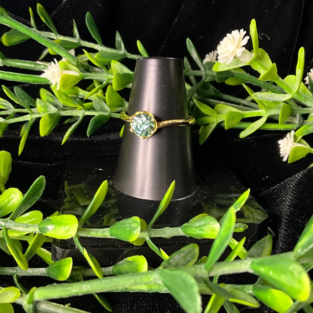 Green Turquoise Moissanite 18k Gold Vermeil over 925 Sterling Silver Sz 9